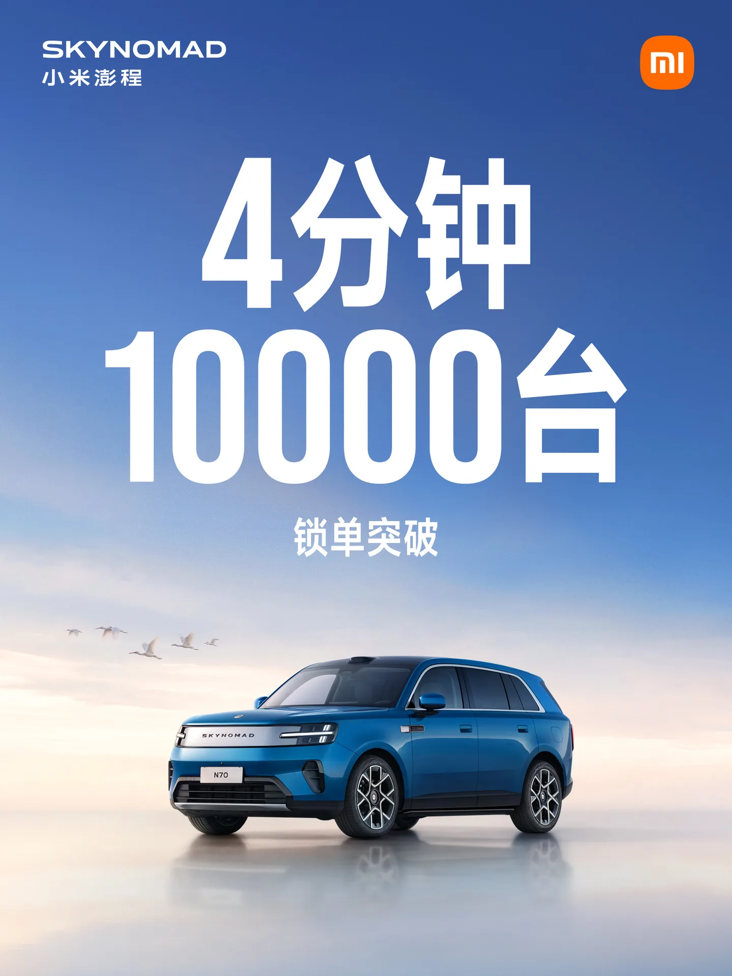 10,000 Skynomad orders locked in 4 minutes Source:Xiaomi Auto